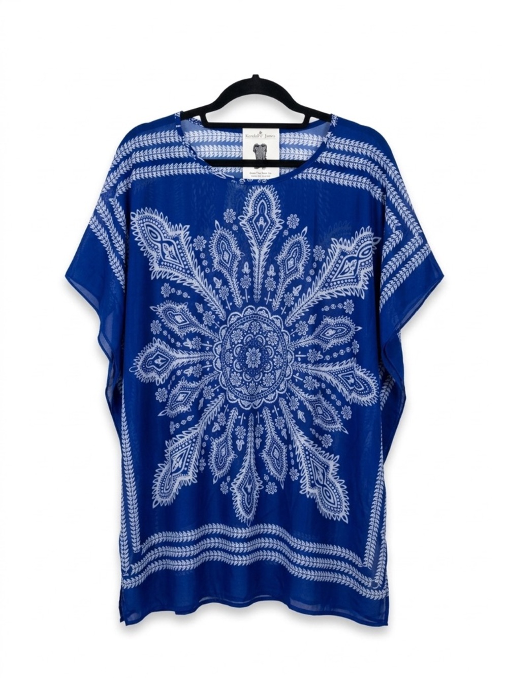 Blue Printed Women's Tunic Top Swim Coverup - Picture 2 of 3